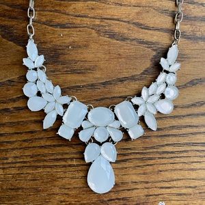 White and Silver Toned Statement Necklace